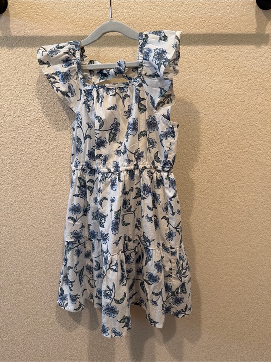 J. Crew Other - J. Crew White Sundress with Blue Floral Print and Ruffle Sleeves